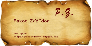Pakot Zádor névjegykártya